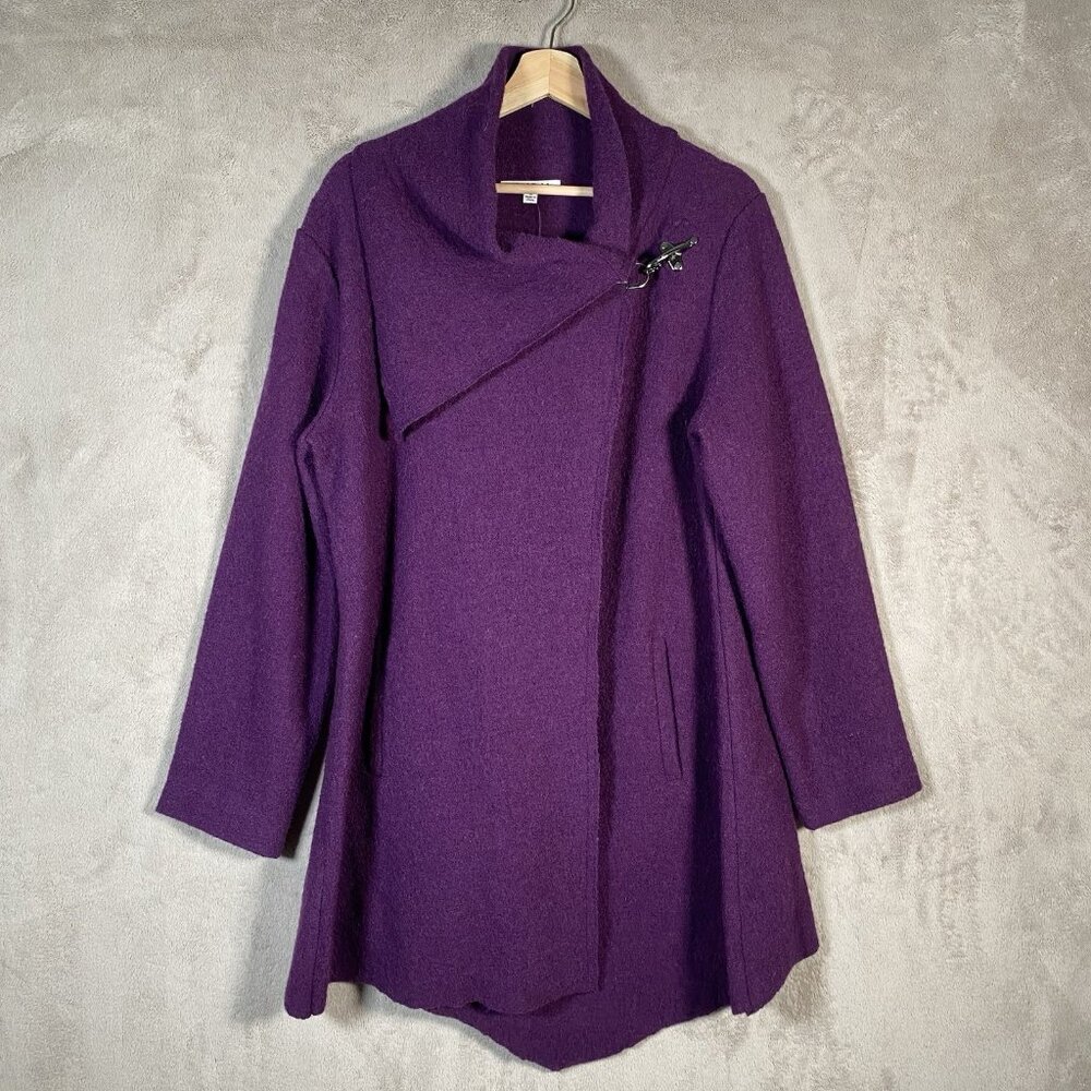 Northstyle Coat M Lightweight Boiled Wool Crossover Wrap Clasp Pockets Lagenlook - Picture 2 of 15